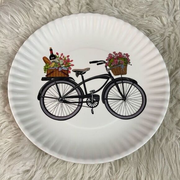 One Hundred 80 Degrees Bicycle 4 Melamine Paper Plate Look 9" Mary Lake Thompso - Picture 4 of 11